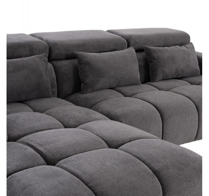ΚΑΝΑΠΕΣ ΑΡΙΣΤΕΡΗ ΓΩΝΙΑ DIVYA HM3267.12L ΓΚΡΙ ΥΦΑΣΜΑ 260x100-174x104Υεκ.