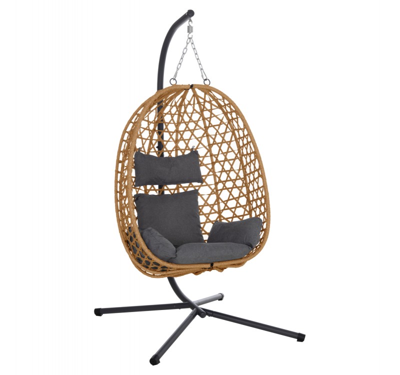 ΚΡΕΜΑΣΤΗ ΦΩΛΙΑ NESTA HM6468.05 ΜΑΥΡΟ ΜΕΤΑΛΛΟ--ΚΑΦΕ P.E.RATTAN 100x100x190Υεκ.