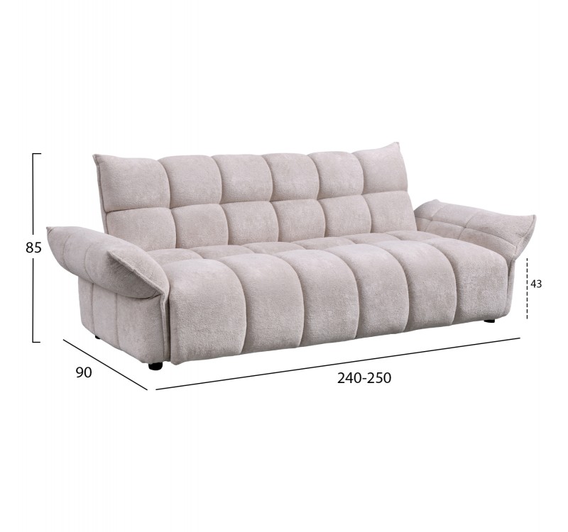 ΚΑΝΑΠΕΣ ΚΡΕΒΑΤΙ MELU HM3314.02 ΜΠΕΖ ΥΦΑΣΜΑ--ΚΑΘΙΣΜΑ POCKET SPRINGS 240-250x90x85Υεκ.