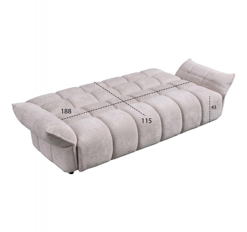 ΚΑΝΑΠΕΣ ΚΡΕΒΑΤΙ MELU HM3314.02 ΜΠΕΖ ΥΦΑΣΜΑ--ΚΑΘΙΣΜΑ POCKET SPRINGS 240-250x90x85Υεκ.