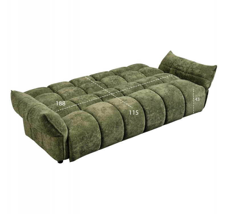 ΚΑΝΑΠΕΣ ΚΡΕΒΑΤΙ MELU HM3314.03 ΠΡΑΣΙΝΟ ΥΦΑΣΜΑ--ΚΑΘΙΣΜΑ POCKET SPRINGS 245x90x85Υεκ