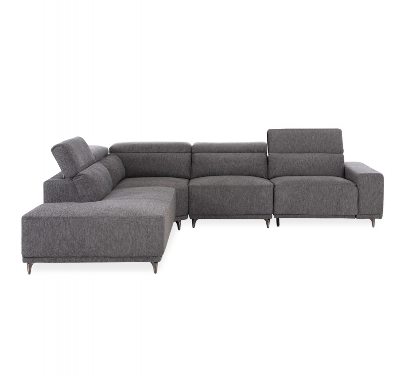 ΚΑΝΑΠΕΣ ΑΡΙΣΤΕΡΗ ΓΩΝΙΑ 5Θ ΜΕ RECLINE LUNARIS HM3316.01L ΓΚΡΙ ΥΦΑΣΜΑ 307x267x94Yεκ