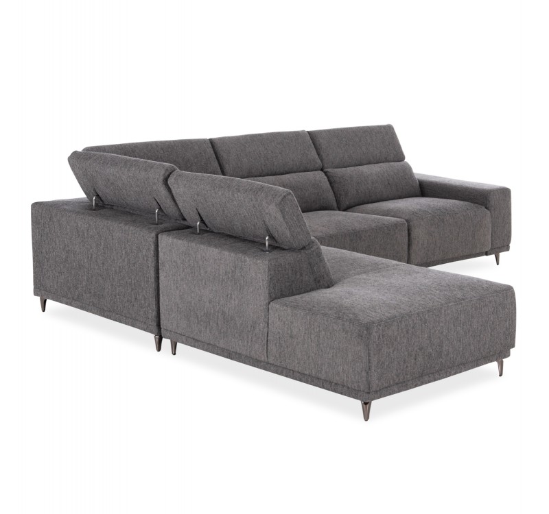 ΚΑΝΑΠΕΣ ΑΡΙΣΤΕΡΗ ΓΩΝΙΑ 5Θ ΜΕ RECLINE LUNARIS HM3316.01L ΓΚΡΙ ΥΦΑΣΜΑ 307x267x94Yεκ
