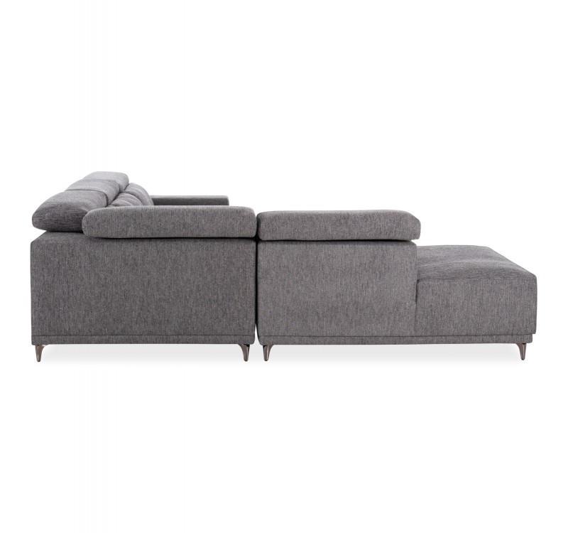 ΚΑΝΑΠΕΣ ΑΡΙΣΤΕΡΗ ΓΩΝΙΑ 5Θ ΜΕ RECLINE LUNARIS HM3316.01L ΓΚΡΙ ΥΦΑΣΜΑ 307x267x94Yεκ