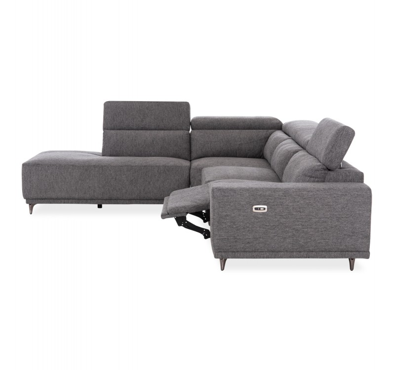 ΚΑΝΑΠΕΣ ΑΡΙΣΤΕΡΗ ΓΩΝΙΑ 5Θ ΜΕ RECLINE LUNARIS HM3316.01L ΓΚΡΙ ΥΦΑΣΜΑ 307x267x94Yεκ