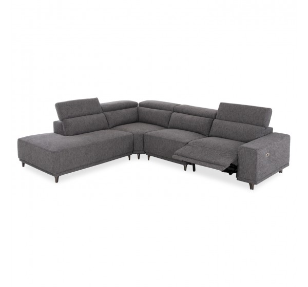 ΚΑΝΑΠΕΣ ΑΡΙΣΤΕΡΗ ΓΩΝΙΑ 5Θ ΜΕ RECLINE LUNARIS HM3316.01L ΓΚΡΙ ΥΦΑΣΜΑ 307x267x94Yεκ