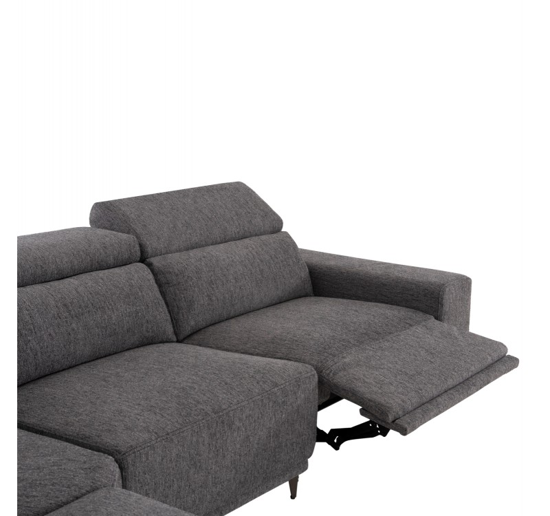 ΚΑΝΑΠΕΣ ΑΡΙΣΤΕΡΗ ΓΩΝΙΑ 5Θ ΜΕ RECLINE LUNARIS HM3316.01L ΓΚΡΙ ΥΦΑΣΜΑ 307x267x94Yεκ