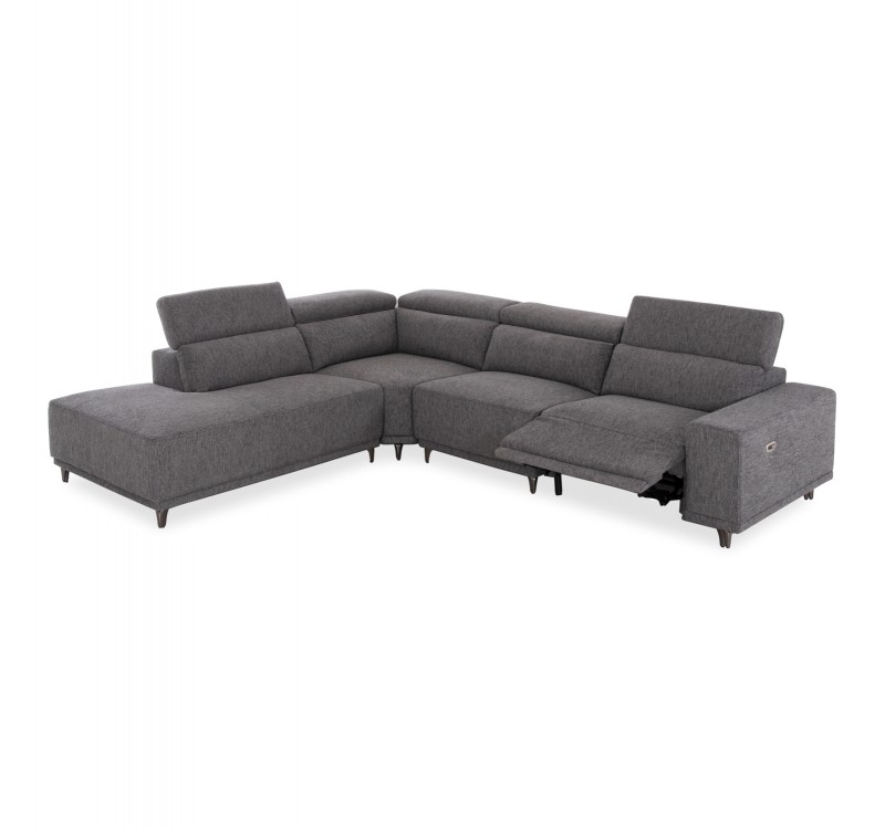 ΚΑΝΑΠΕΣ ΑΡΙΣΤΕΡΗ ΓΩΝΙΑ 5Θ ΜΕ RECLINE LUNARIS HM3316.01L ΓΚΡΙ ΥΦΑΣΜΑ 307x267x94Yεκ