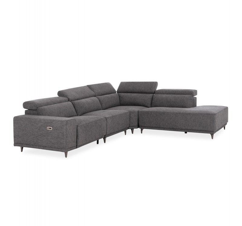 ΚΑΝΑΠΕΣ ΔΕΞΙΑ ΓΩΝΙΑ 5Θ ΜΕ RECLINE LUNARIS HM3316.01R ΓΚΡΙ ΥΦΑΣΜΑ 307x267x94Yεκ