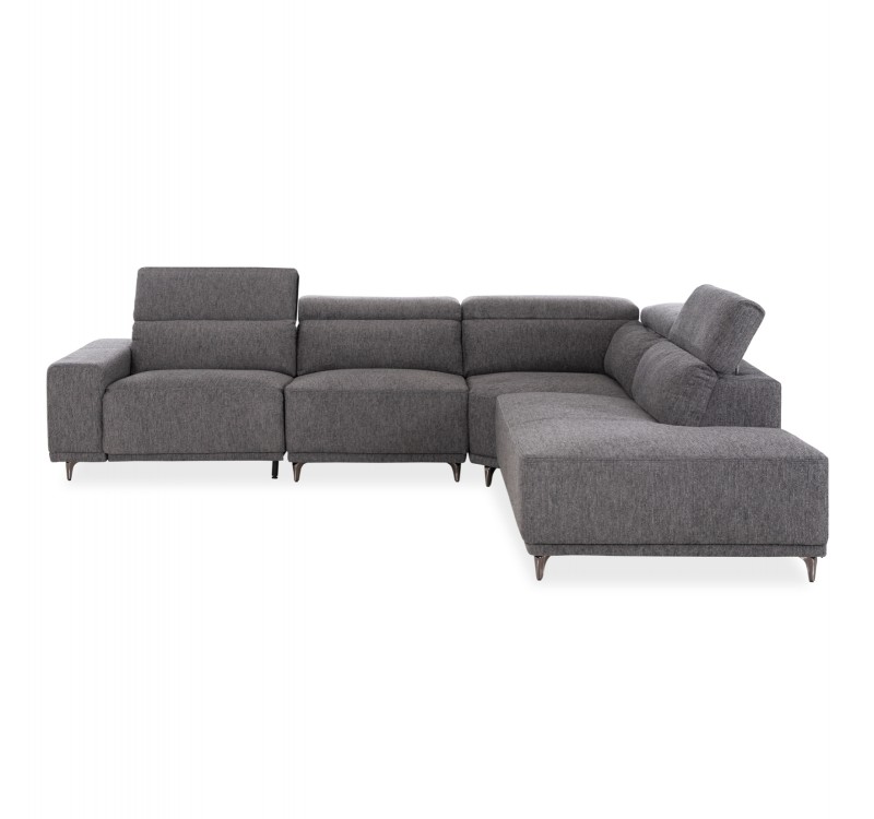 ΚΑΝΑΠΕΣ ΔΕΞΙΑ ΓΩΝΙΑ 5Θ ΜΕ RECLINE LUNARIS HM3316.01R ΓΚΡΙ ΥΦΑΣΜΑ 307x267x94Yεκ