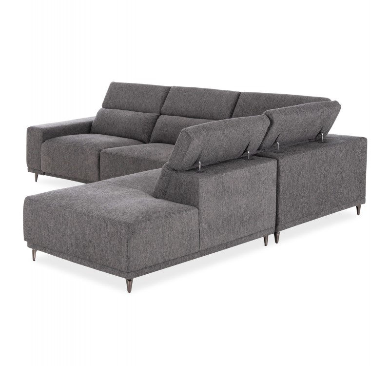 ΚΑΝΑΠΕΣ ΔΕΞΙΑ ΓΩΝΙΑ 5Θ ΜΕ RECLINE LUNARIS HM3316.01R ΓΚΡΙ ΥΦΑΣΜΑ 307x267x94Yεκ