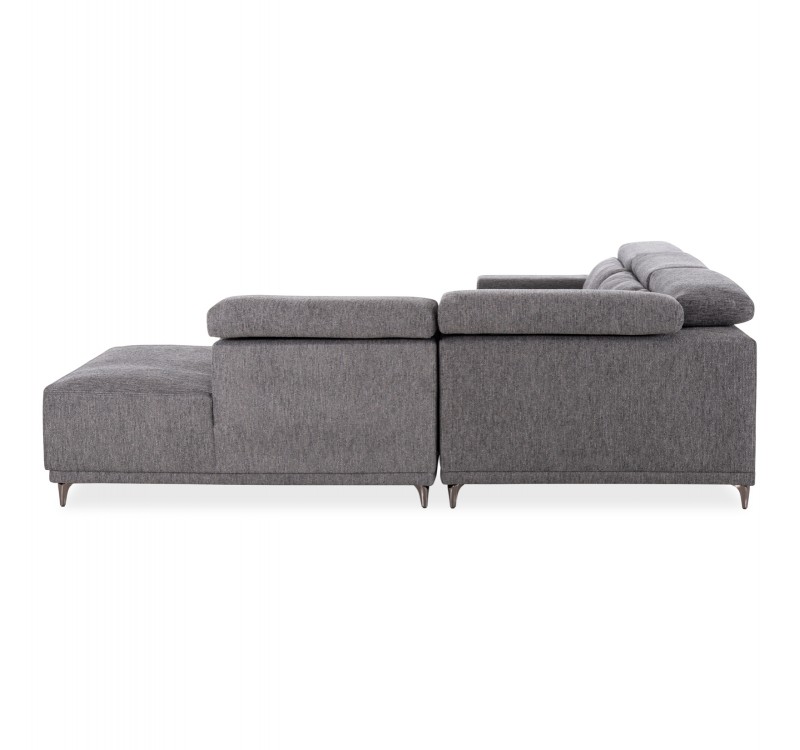 ΚΑΝΑΠΕΣ ΔΕΞΙΑ ΓΩΝΙΑ 5Θ ΜΕ RECLINE LUNARIS HM3316.01R ΓΚΡΙ ΥΦΑΣΜΑ 307x267x94Yεκ