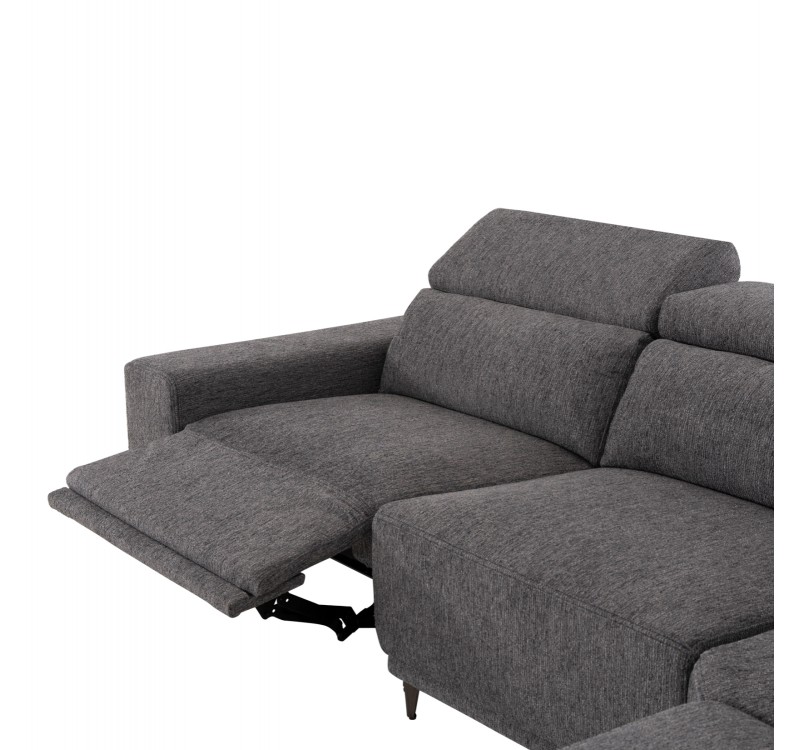 ΚΑΝΑΠΕΣ ΔΕΞΙΑ ΓΩΝΙΑ 5Θ ΜΕ RECLINE LUNARIS HM3316.01R ΓΚΡΙ ΥΦΑΣΜΑ 307x267x94Yεκ