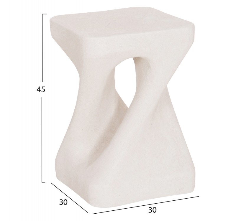 ΣΚΑΜΠΟ ΤΕΤΡΑΓΩΝΟ SANTORINI HM18337 ΠΟΛΥΡΗΤΙΝΗ--ΥΠΟΛΕΥΚΟ ΧΡΩΜΑ 30x30x45Yεκ