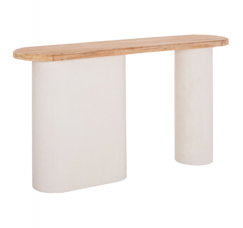 ΚΟΝΣΟΛΑ ΣΕΙΡΑ SANTORINI HM18338 ΤΟΠ ΞΥΛΟ ΕΛΑΤΟΥ-ΒΑΣΗ ΥΠΟΛΕΥΚΟ MDF 150x35x82Υεκ.