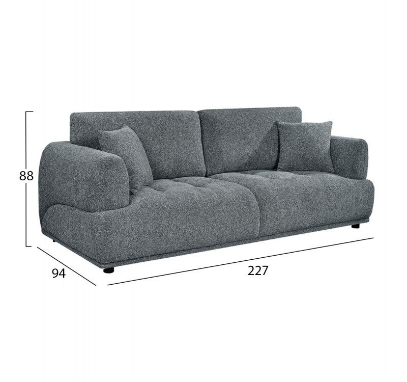 ΚΑΝΑΠΕΣ 3-ΘΕΣΙΟΣ STRUCTO HM3329.01 ΓΚΡΙ ΥΦΑΣΜΑ 227x94x88Υεκ.