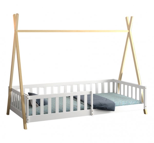 ΚΡΕΒΑΤΙ ΠΑΙΔΙΚΟ ΜΕ ΚΑΓΚΕΛΑ MUNK HM739.03 τ.MONTESSORI ΠΕΥΚΟ ΦΥΣΙΚΟ-ΛΕΥΚΟ--190x90εκ