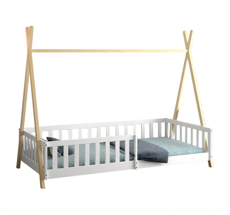 ΚΡΕΒΑΤΙ ΠΑΙΔΙΚΟ ΜΕ ΚΑΓΚΕΛΑ MUNK HM739.03 τ.MONTESSORI ΠΕΥΚΟ ΦΥΣΙΚΟ-ΛΕΥΚΟ--190x90εκ