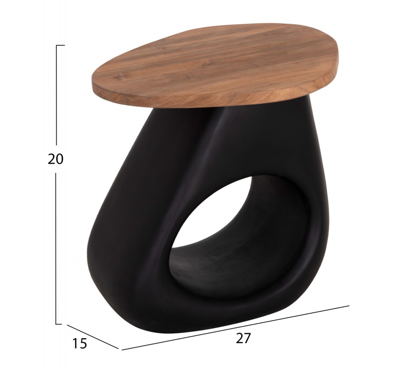 ΒΟΗΘΗΤΙΚΟ ΤΡΑΠΕΖΙ AIDA HM4692.01 FIBER CEMENT ΜΑΥΡΟ--ΞΥΛΟ TEAK TOP 47x60x59Υεκ