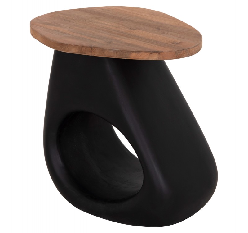 ΒΟΗΘΗΤΙΚΟ ΤΡΑΠΕΖΙ AIDA HM4692.01 FIBER CEMENT ΜΑΥΡΟ--ΞΥΛΟ TEAK TOP 47x60x59Υεκ