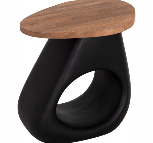 ΒΟΗΘΗΤΙΚΟ ΤΡΑΠΕΖΙ AIDA HM4692.01 FIBER CEMENT ΜΑΥΡΟ--ΞΥΛΟ TEAK TOP 47x60x59Υεκ