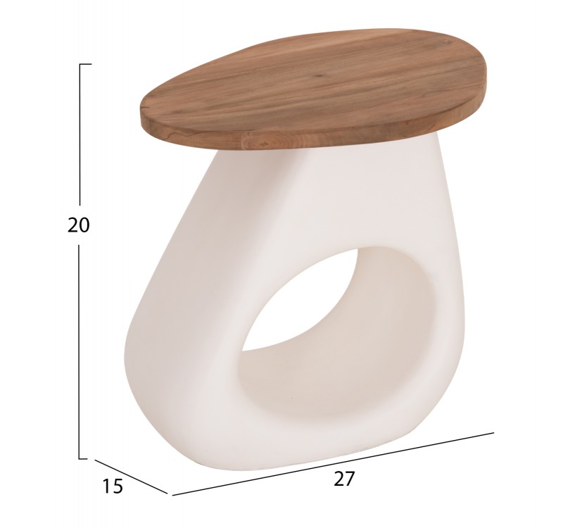 ΒΟΗΘΗΤΙΚΟ ΤΡΑΠΕΖΙ AIDA HM4692.02 FIBER CEMENT ΛΕΥΚΟ--ΞΥΛΟ TEAK TOP 47x60x59Υεκ