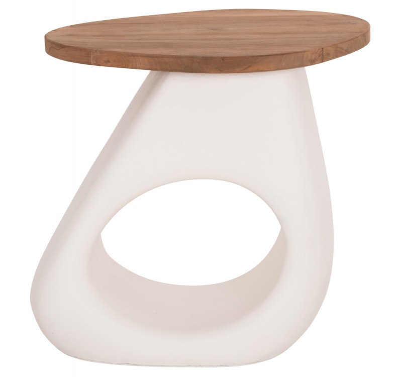 ΒΟΗΘΗΤΙΚΟ ΤΡΑΠΕΖΙ AIDA HM4692.02 FIBER CEMENT ΛΕΥΚΟ--ΞΥΛΟ TEAK TOP 47x60x59Υεκ