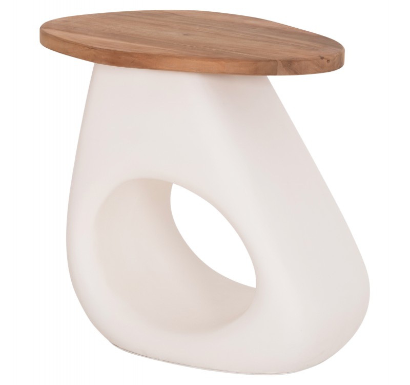ΒΟΗΘΗΤΙΚΟ ΤΡΑΠΕΖΙ AIDA HM4692.02 FIBER CEMENT ΛΕΥΚΟ--ΞΥΛΟ TEAK TOP 47x60x59Υεκ