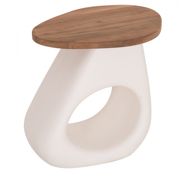 ΒΟΗΘΗΤΙΚΟ ΤΡΑΠΕΖΙ AIDA HM4692.02 FIBER CEMENT ΛΕΥΚΟ--ΞΥΛΟ TEAK TOP 47x60x59Υεκ