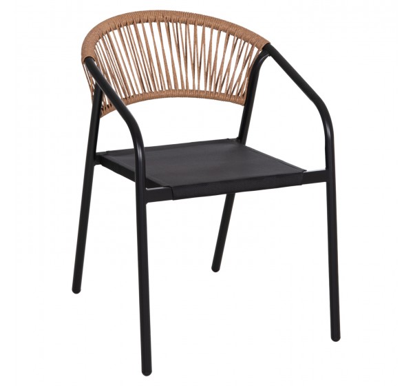 ΠΟΛΥΘΡΟΝΑ HOMAN HM6430.03 ΜΑΥΡΟ ΜΕΤΑΛΛΟ & TEXTILENE--ΜΠΕΖ P.E.RATTAN 53x58x75Υεκ