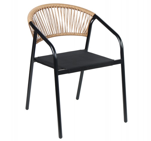 ΠΟΛΥΘΡΟΝΑ HOMAN HM6430.03 ΜΑΥΡΟ ΜΕΤΑΛΛΟ & TEXTILENE--ΜΠΕΖ P.E.RATTAN 53x58x75Υεκ