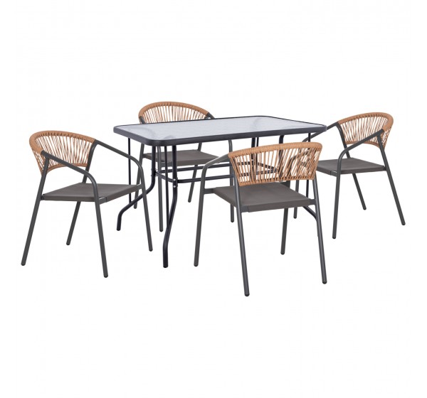 ΣΕΤ ΤΡΑΠΕΖΑΡΙΑΣ 5ΤΜΧ ADAM HM10727.01 ΚΑΡΕΚΛΕΣ ΜΕΤΑΛΛΙΚΕΣ & ΤΡΑΠΕΖΙ 110x60εκ ΓΚΡΙ