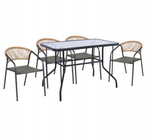 ΣΕΤ ΤΡΑΠΕΖΑΡΙΑΣ 5ΤΜΧ ADAM HM10727.01 ΚΑΡΕΚΛΕΣ ΜΕΤΑΛΛΙΚΕΣ & ΤΡΑΠΕΖΙ 110x60εκ ΓΚΡΙ