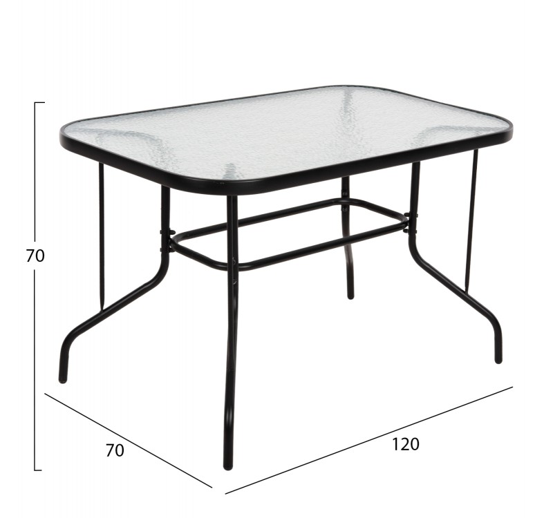 ΣΕΤ ΤΡΑΠΕΖΑΡΙΑΣ 5ΤΜΧ ADAM HM10727.03 ΚΑΡΕΚΛΕΣ ΜΕΤΑΛΛΙΚΕΣ & ΤΡΑΠΕΖΙ 120x70εκ ΜΑΥΡΟ