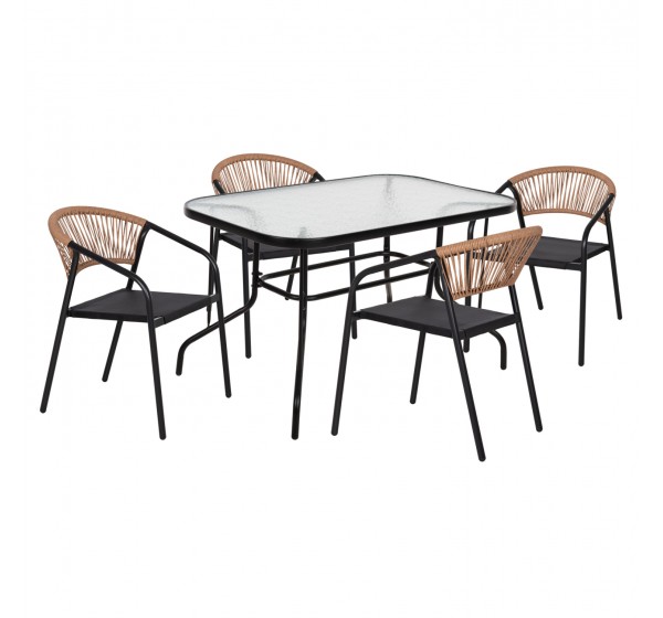 ΣΕΤ ΤΡΑΠΕΖΑΡΙΑΣ 5ΤΜΧ ADAM HM10727.03 ΚΑΡΕΚΛΕΣ ΜΕΤΑΛΛΙΚΕΣ & ΤΡΑΠΕΖΙ 120x70εκ ΜΑΥΡΟ