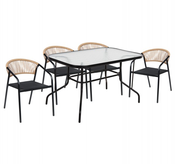 ΣΕΤ ΤΡΑΠΕΖΑΡΙΑΣ 5ΤΜΧ ADAM HM10727.03 ΚΑΡΕΚΛΕΣ ΜΕΤΑΛΛΙΚΕΣ & ΤΡΑΠΕΖΙ 120x70εκ ΜΑΥΡΟ