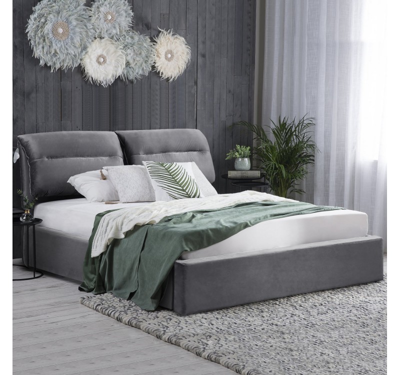ΚΡΕΒΑΤΙ ΔΙΠΛΟ & ΣΤΡΩΜΑ KENDRA HM10720.01 ΓΚΡΙ ΒΕΛΟΥΔΟ ΜΕ ΑΠΟΘ.ΧΩΡΟ--ΓΙΑ 160x200εκ