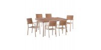ΣΕΤ ΤΡΑΠΕΖΑΡΙΑΣ TABER HM10737.04 ΤΡΑΠΕΖΙ & 6 ΠΟΛΥΘΡΟΝΕΣ-ΑΛΟΥΜΙΝΙΟ & POLYWOOD-ΣΑΜΠΑΝΙ