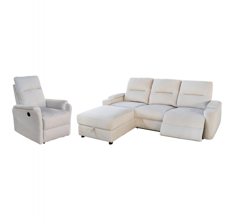 ΣΕΤ ΚΑΝΑΠΕΣ-ΠΟΛΥΘΡΟΝΑ RELAX SYNTHIA HM10735.01 ΜΠΕΖ ΥΦΑΣΜΑ-ΗΛΕΚΤΡΙΚΗ ΑΝΑΚΛΙΣΗ [L]