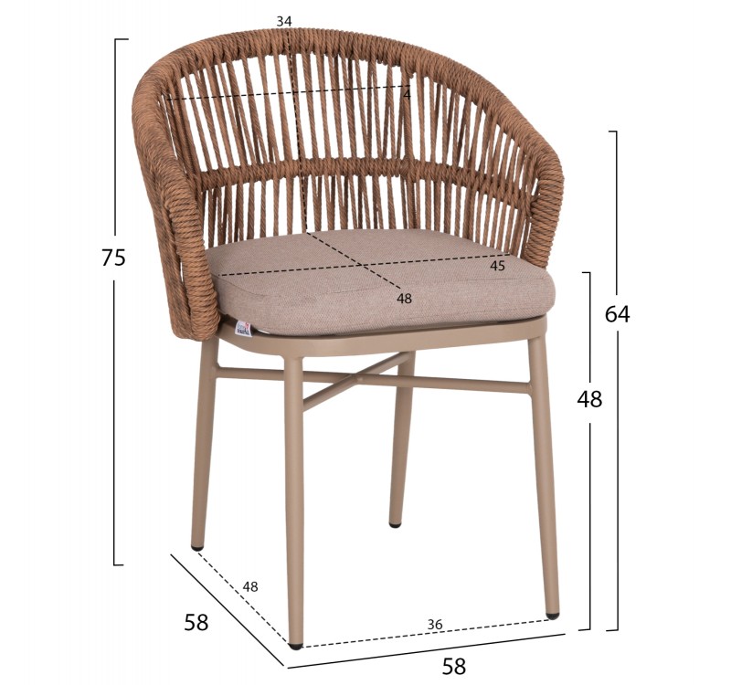 ΠΟΛΥΘΡΟΝΑ ΑΛΟΥΜΙΝΙΟΥ ORIN HM6265.03 ΚΑΠΟΥΤΣΙΝΟ- P.E.RATTAN ΣΕ ΦΥΣΙΚΟ 58x61x75Υεκ.