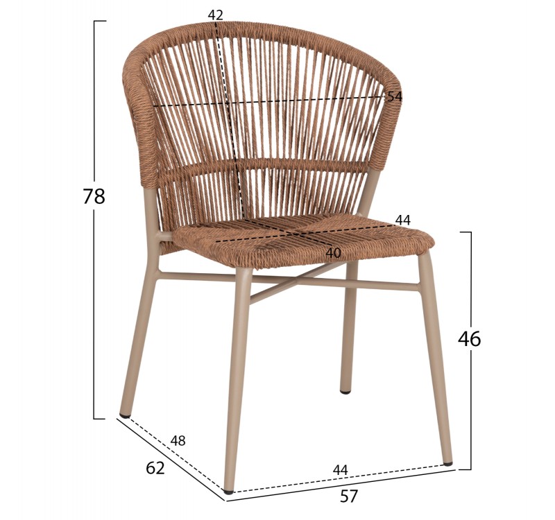 ΚΑΡΕΚΛΑ ΑΛΟΥΜΙΝΙΟΥ LYNN HM6267.03 ΚΑΠΟΥΤΣΙΝΟ ΣΚΕΛΕΤΟΣ-P.E.RATTAN ΦΥΣΙΚΟ 57x62x78Υεκ