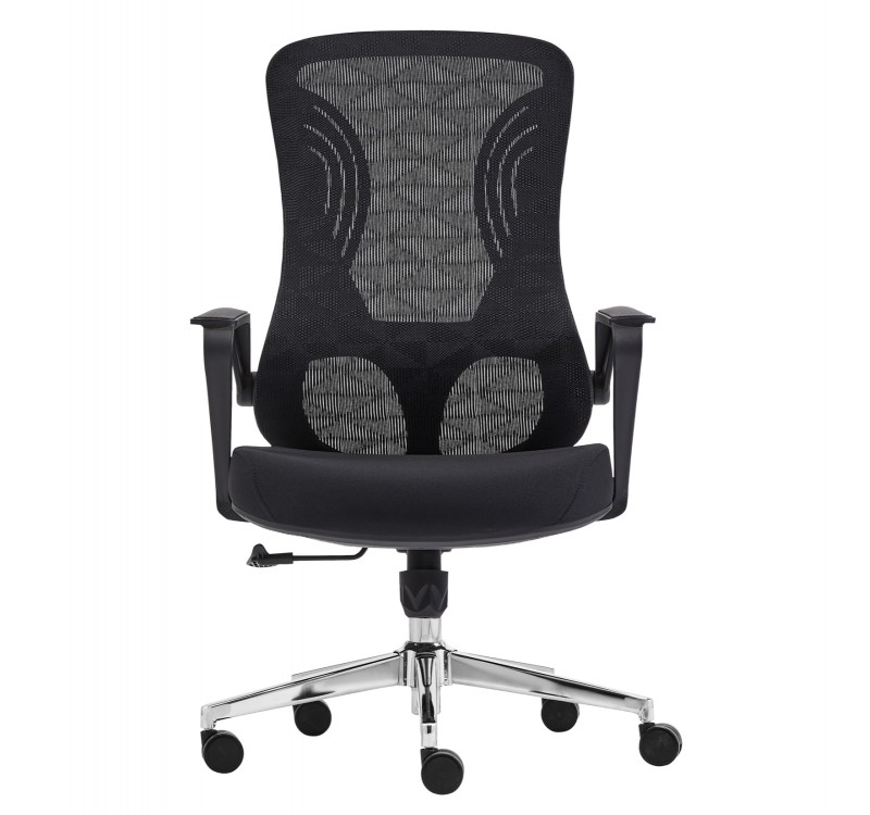 ΚΑΡΕΚΛΑ ΓΡΑΦΕΙΟΥ DECIFER HM1212.01 ΜΑΥΡO MESH-ΒΑΣΗ ΧΡΩΜΙΟΥ 61x60x110Υεκ.