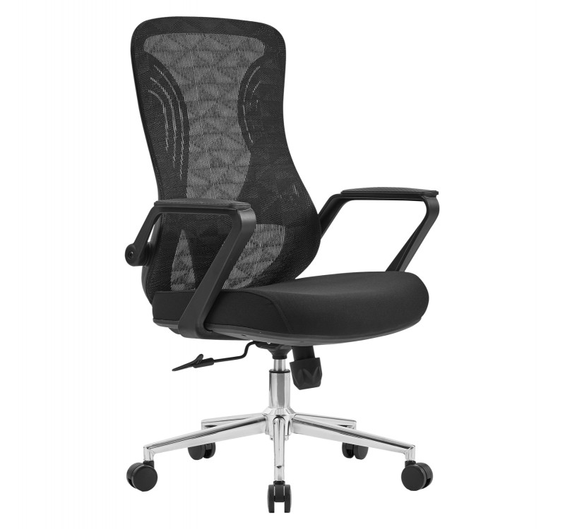 ΚΑΡΕΚΛΑ ΓΡΑΦΕΙΟΥ DECIFER HM1212.01 ΜΑΥΡO MESH-ΒΑΣΗ ΧΡΩΜΙΟΥ 61x60x110Υεκ.