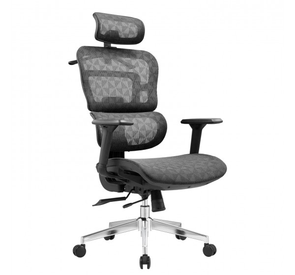ΚΑΡΕΚΛΑ ΓΡΑΦΕΙΟΥ MODEN HM1215.01 ΜΑΥΡO MESH--ΒΑΣΗ ΧΡΩΜΙΟΥ 68x69x126Υεκ