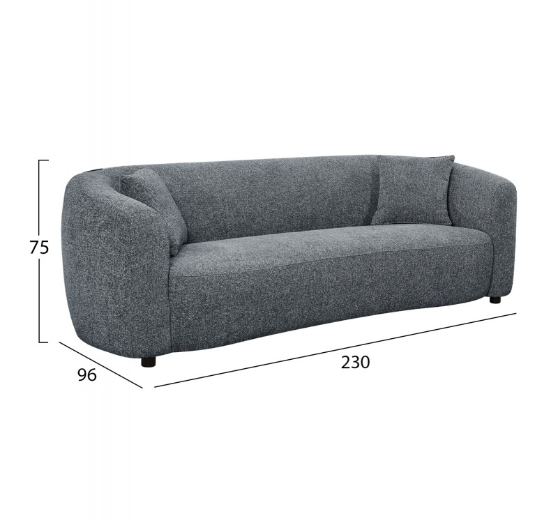 ΚΑΝΑΠΕΣ 3-ΘΕΣΙΟΣ NORD HM3321.01 ΓΚΡΙ ΥΦΑΣΜΑ 230x96x75Υεκ.