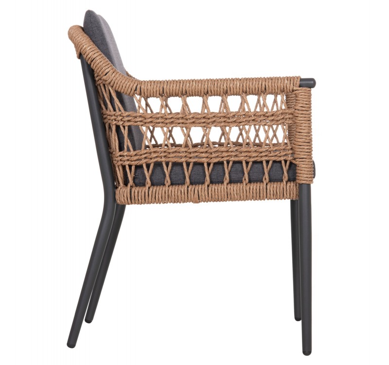 ΠΟΛΥΘΡΟΝΑ BOXER HM6556.01 ΑΛΟΥΜΙΝΙΟ & OLEFIN ΓΚΡΙ-TWIST WICKER 58x60x80Yεκ