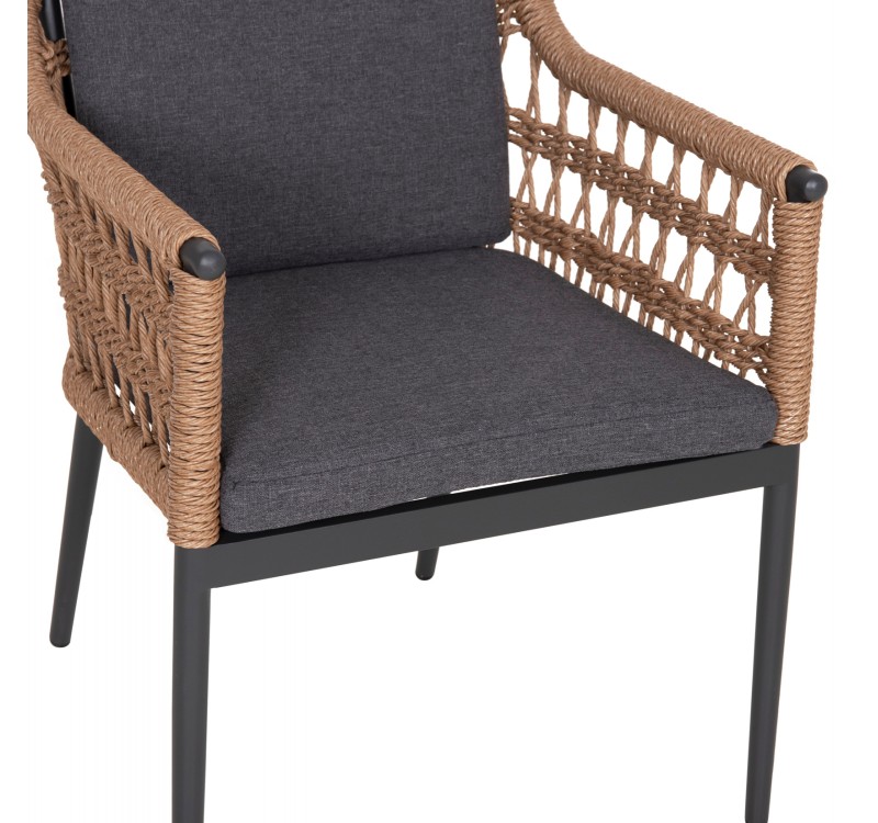 ΠΟΛΥΘΡΟΝΑ BOXER HM6556.01 ΑΛΟΥΜΙΝΙΟ & OLEFIN ΓΚΡΙ-TWIST WICKER 58x60x80Yεκ