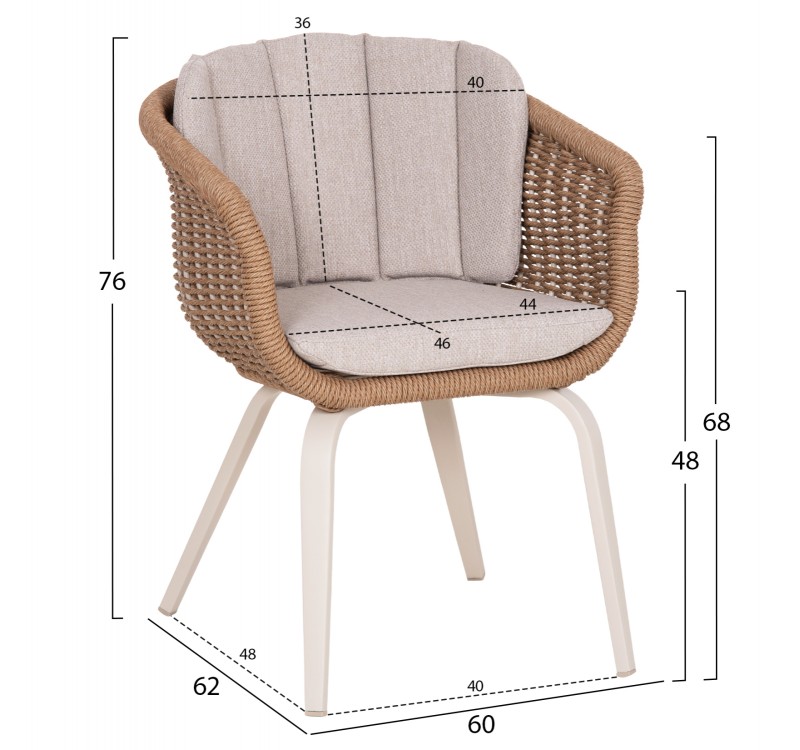 ΠΟΛΥΘΡΟΝΑ VICTUS HM6559.02 ΑΛΟΥΜΙΝΙΟ & OLEFIN ΜΠΕΖ-TWIST WICKER 60x62x76Yεκ