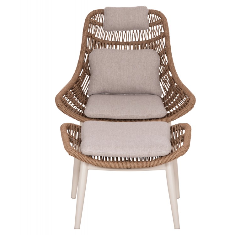 ΠΟΛΥΘΡΟΝΑ LOUNGE ΜΕ ΥΠΟΠΟΔΙΟ REMVAZZO HM6561.02 ΑΛΟΥΜΙΝΙΟ ΜΠΕΖ--WICKER 90x85x96Υεκ