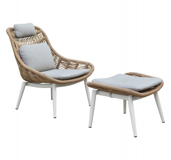 ΠΟΛΥΘΡΟΝΑ LOUNGE ΜΕ ΥΠΟΠΟΔΙΟ REMVAZZO HM6561.02 ΑΛΟΥΜΙΝΙΟ ΜΠΕΖ--WICKER 90x85x96Υεκ